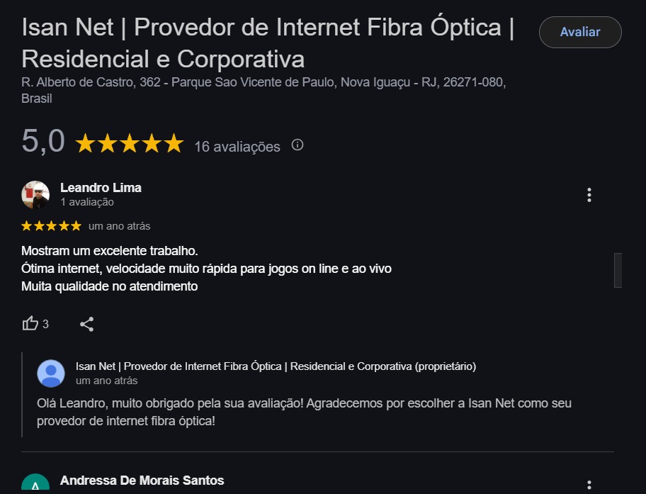 Avaliação Google 2